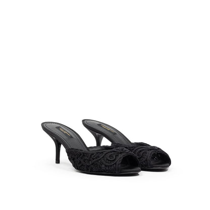 Sandals by Dolce & Gabbana for women in cotton black presents a sculptural silhouette, showcasing the Women's Cotton Sandals design with a sculptural and for a premium look.