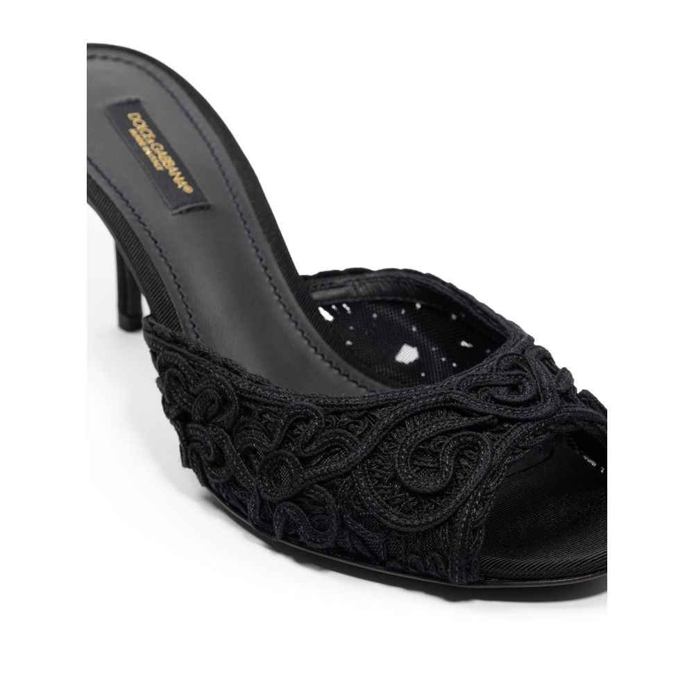 Sandals by Dolce & Gabbana for women in cotton black showcases a sculptural silhouette as Women's Cotton Sandals, defined by a sculptural and sculptural for a sculptural look.