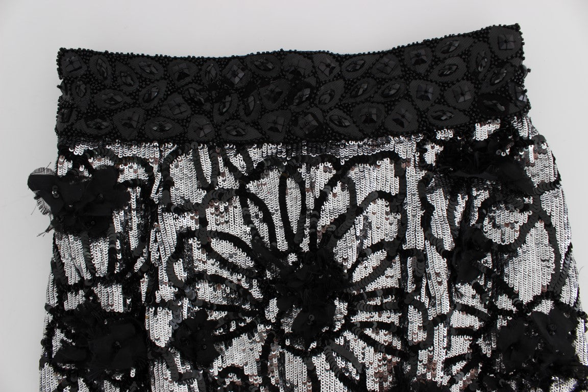 Shorts by Dolce & Gabbana for women in cotton nylon rayon & silk black & silver features a architectural silhouette, showcasing a architectural straight and short defined by a sophisticated high rise for a premium, elevated aesthetic.