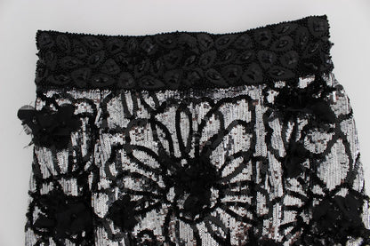Shorts by Dolce & Gabbana for women in cotton nylon rayon & silk black & silver features a architectural silhouette, showcasing a architectural straight and short defined by a sophisticated high rise for a premium, elevated aesthetic.