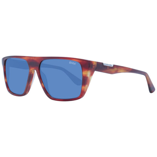Sunglasses by BMW for men in acetate brown features an lustrous full-rim square frame design with brown coloured frame detailing and non-polarized category-3-dark-tint lens for a lustrous aesthetic.