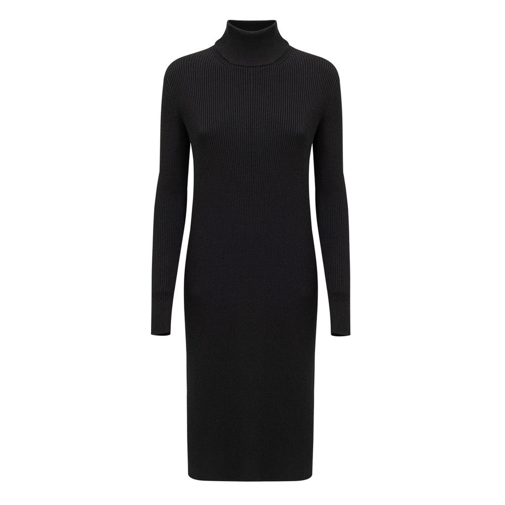 Dress by Bottega Veneta for women in wool black features an magnificent silhouette, artfully detailed with a magnificent wrap turtle neckline and long-sleeve that flows into an magnificent knee.