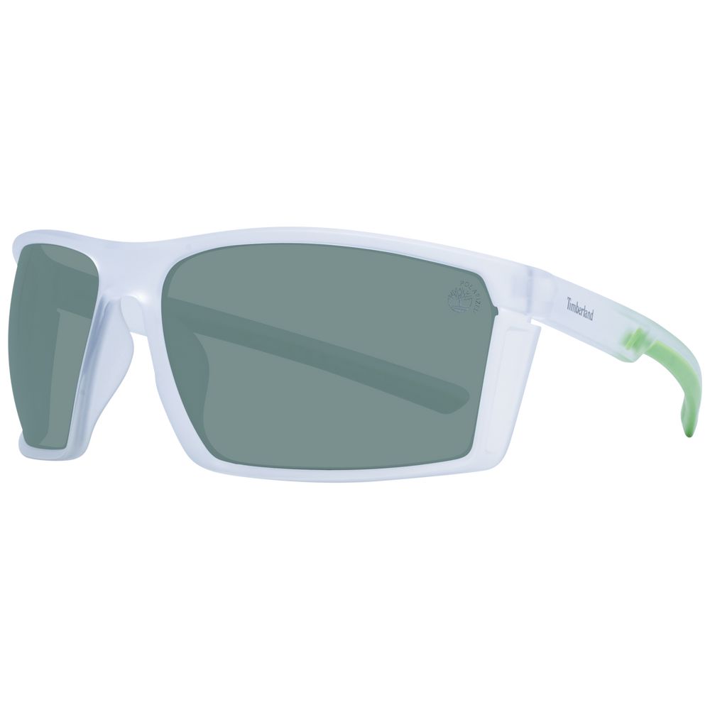 Sunglasses by Timberland for men in and white presents a sumptuous silhouette, featuring white coloured frame and rectangle full-rim frame design with polarized category-3-dark-tint lens for a sumptuous look.