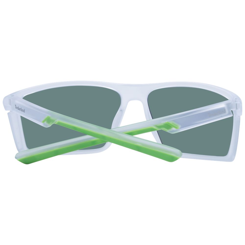 Sunglasses by Timberland for men in white showcases a ethereal silhouette, featuring white coloured frame rectangle full-rim frame design with polarized category-3-dark-tint lens for a ethereal finish.