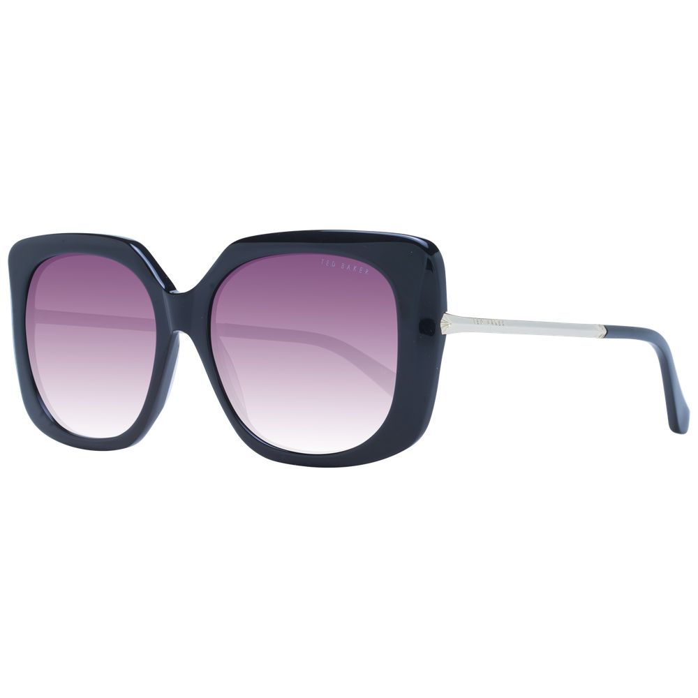 Sunglasses by Ted Baker for women in acetate black showcases a ethereal silhouette, featuring black coloured frame full-rim square frame design with gradient category-3-dark-tint lens for a ethereal finish.