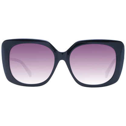 Sunglasses by Ted Baker for women in acetate black features an lustrous full-rim square frame design with black coloured frame detailing and gradient category-3-dark-tint lens for a lustrous aesthetic.