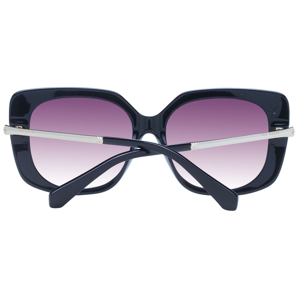 Sunglasses by Ted Baker for women in acetate black features a sumptuous silhouette, showcasing a sumptuous full-rim square frame design in black coloured frame with high-performance gradient category-3-dark-tint lens.