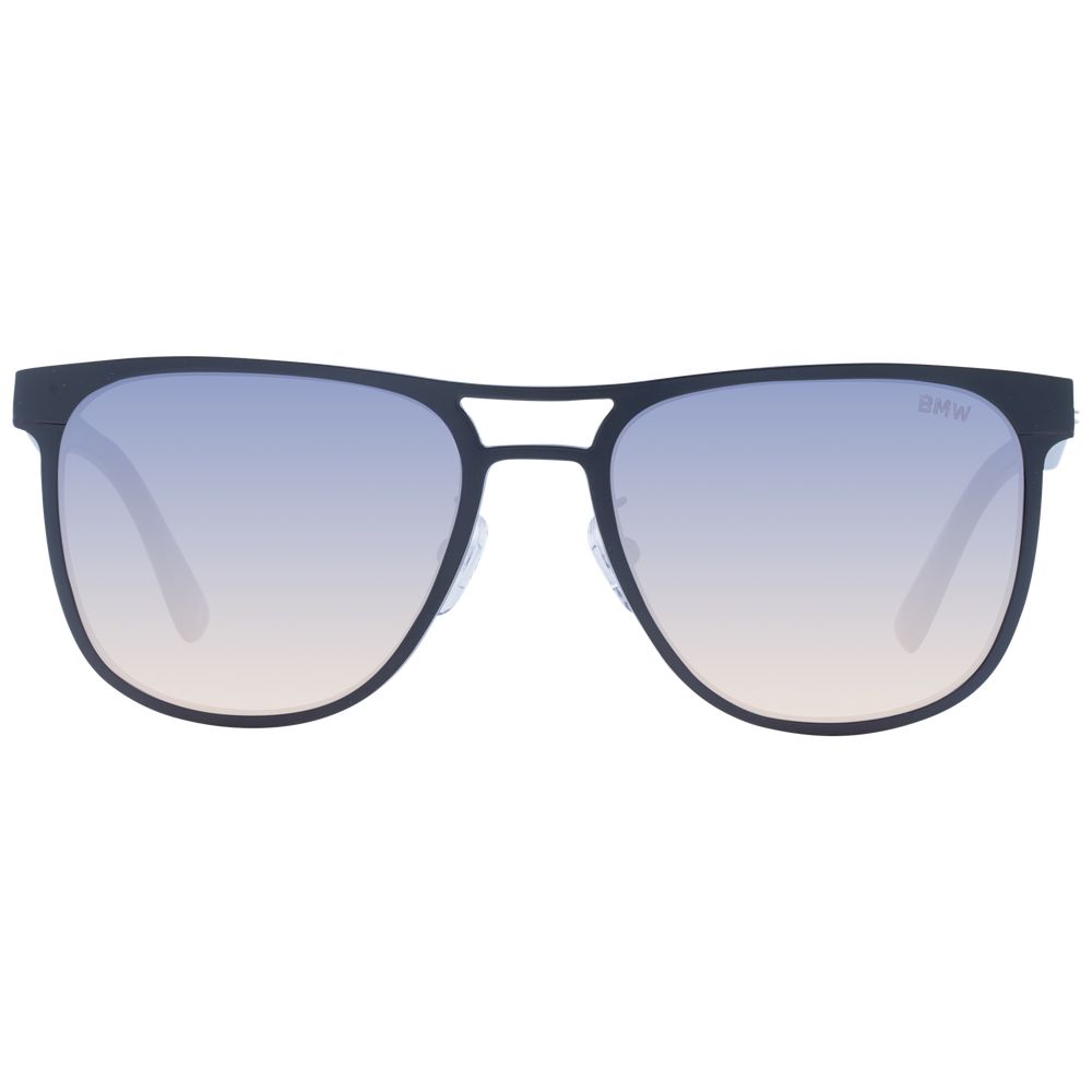 Sunglasses by BMW for men in aluminium black features an lustrous aviator full-rim frame design with black coloured frame detailing and gradient category-2-medium-tint lens for a lustrous aesthetic.
