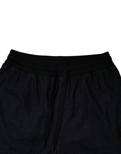 Dolce & Gabbana Black Jacquard Cotton Jogger Sweatpants Pants