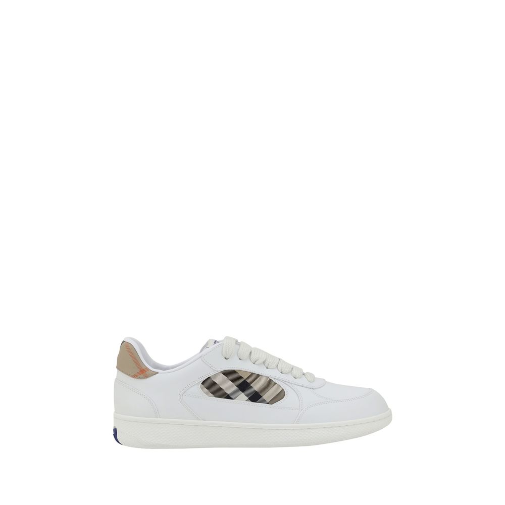 Sneakers by Burberry for men in leather white presents a sumptuous silhouette, artfully capturing the essence of the Men's Casual Leather Sneakers with its sumptuous casual style design.