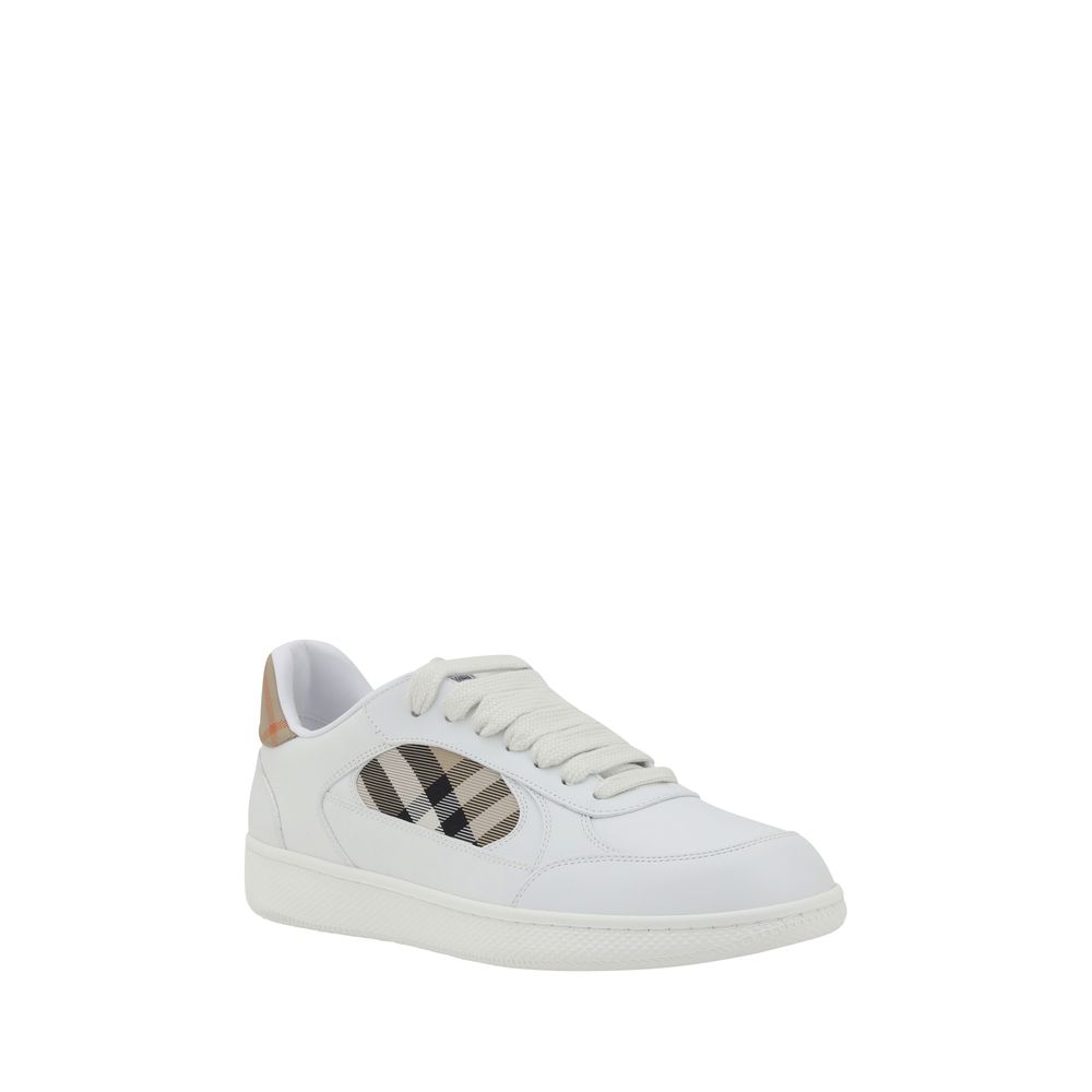 Sneakers by Burberry for men in leather white features a chic design, perfectly showcasing the chic casual style of this Men's Casual Leather Sneakers.