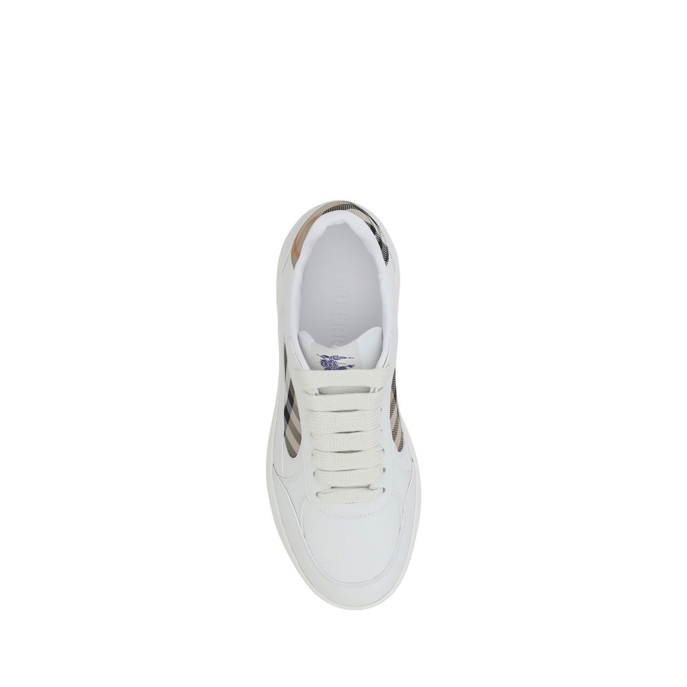 Sneakers by Burberry for men in leather white presents a on trend silhouette from the Men's Casual Leather Sneakers collection, showcasing a on trend casual style for an elevated aesthetic.