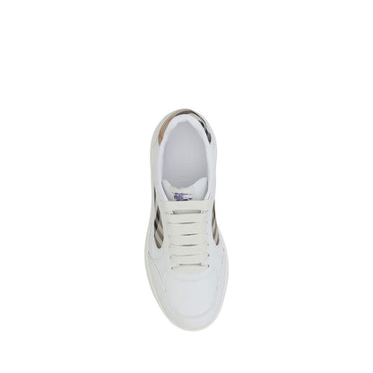 Sneakers by Burberry for men in leather white presents a on trend silhouette from the Men's Casual Leather Sneakers collection, showcasing a on trend casual style for an elevated aesthetic.