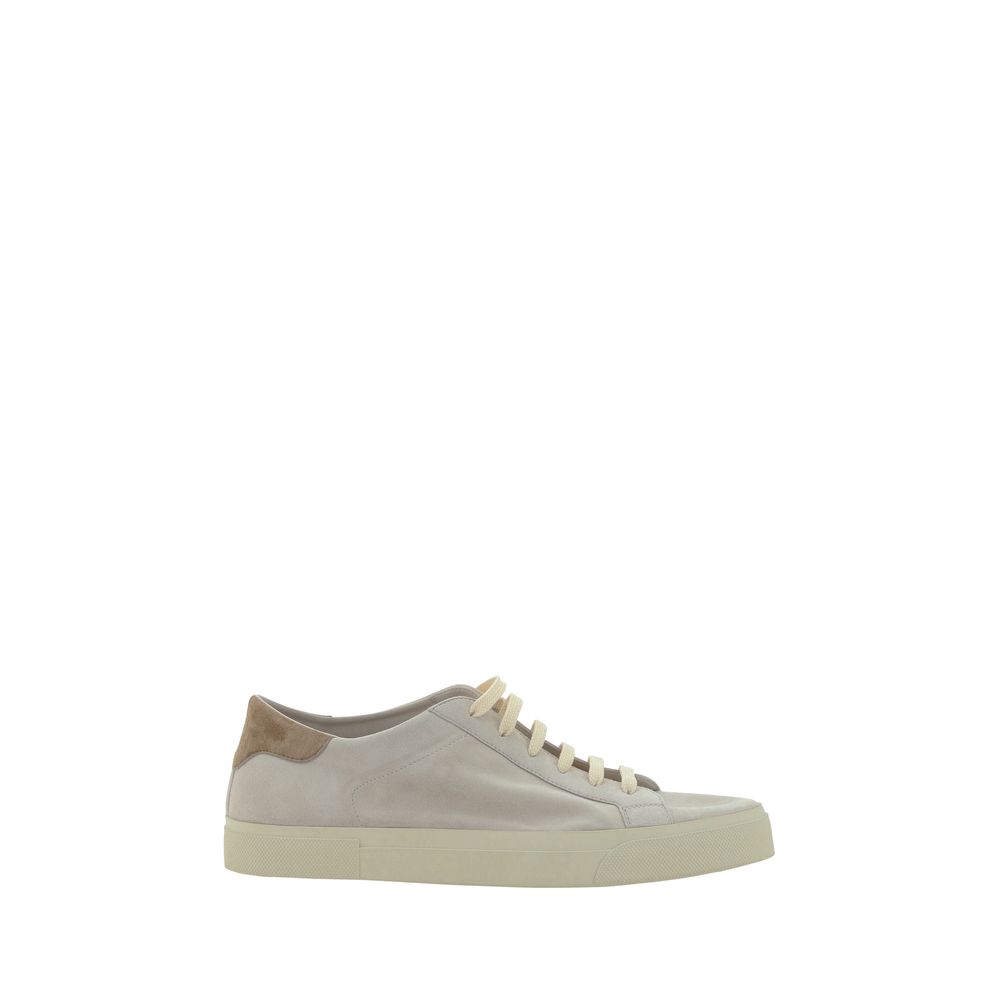 Sneakers by Brunello Cucinelli for men in bos taurus suede calfskin leather cream, white, signature & print features an sumptuous silhouette, showcasing the premium Men's Fashion Bos Taurus Suede Calfskin Leather Sneakers in a sumptuous fashion style that offers a sumptuous finish for refined style.