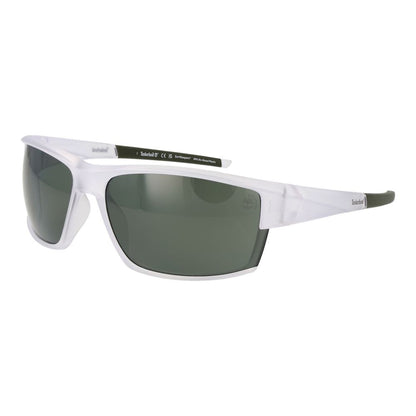 This Sunglasses by Timberland for men in plastic white presents a sumptuous silhouette, showcasing a sumptuous full-rim sport frame design in white coloured frame and high-performance polarized category-3-dark-tint lens.