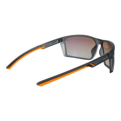 Sunglasses by Timberland for men in gray features an ethereal rectangle full-rim frame design with gray coloured frame frames and polarized gradient category-2-medium-tint lens for a ethereal finish.