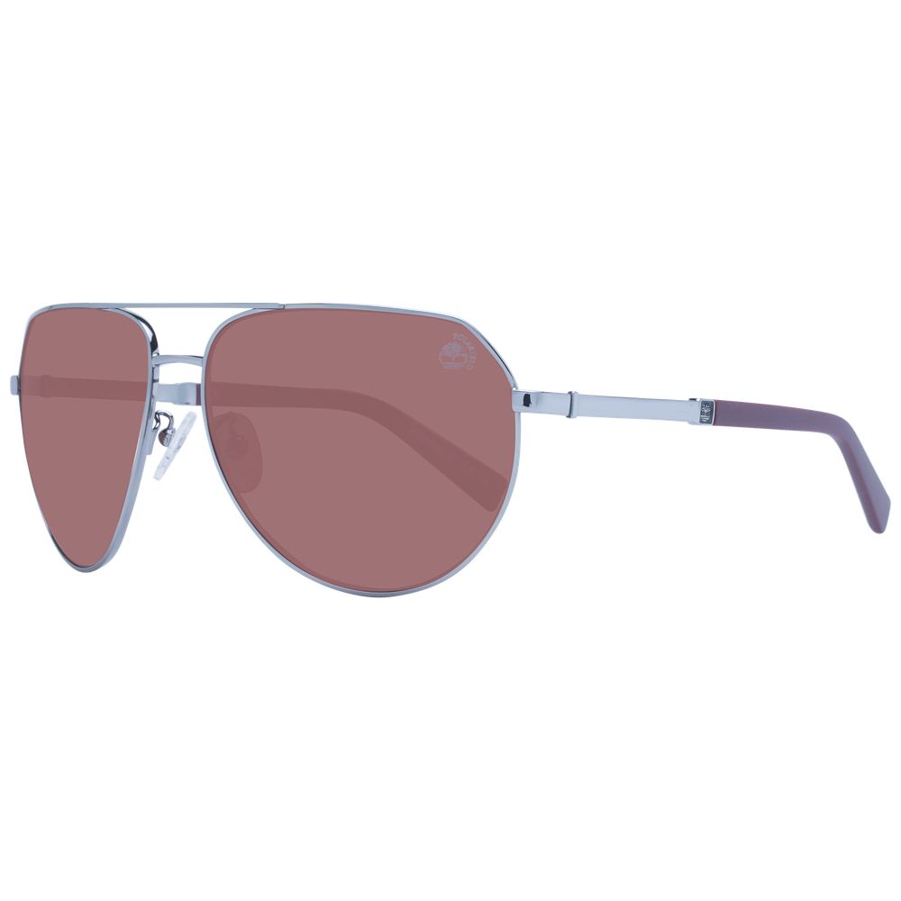 Sunglasses by Timberland for men in metal gray features an lustrous aviator full-rim frame design with gunmetal coloured frame detailing and polarized category-3-dark-tint lens for a lustrous aesthetic.