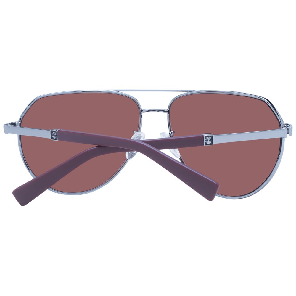 Sunglasses by Timberland for men in metal and gray presents a sumptuous silhouette, featuring gunmetal coloured frame and aviator full-rim frame design with polarized category-3-dark-tint lens for a sumptuous look.