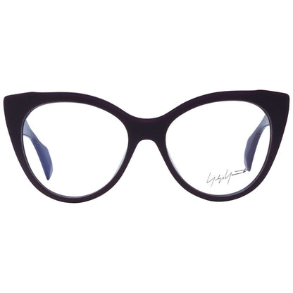 Eyeglasses Frames by Yohji Yamamoto for women in plastic and purple showcases an refined full-frame frame design featuring a sophisticated purple coloured frame for an refined and refined aesthetic.