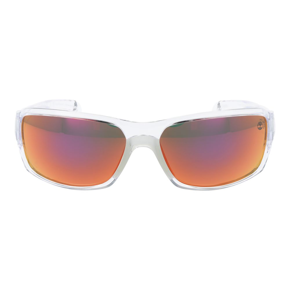 Sunglasses by Timberland for men in plastic transparent features an lustrous full-rim sport frame design with transparent coloured frame detailing and polarized mirrored category-3-dark-tint lens for a lustrous aesthetic.