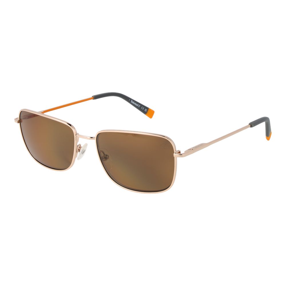 This Sunglasses by Timberland for men in metal gold presents a sumptuous silhouette, showcasing a sumptuous full-rim square frame design in gold coloured frame and high-performance polarized category-3-dark-tint lens.