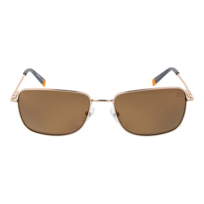 Sunglasses by Timberland for men in metal gold features an ethereal full-rim square frame design with gold coloured frame frames and polarized category-3-dark-tint lens for a ethereal finish.