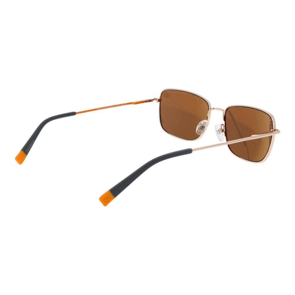 Sunglasses by Timberland for men in metal gold features a sumptuous silhouette, showcasing a sumptuous full-rim square frame design in gold coloured frame with high-performance polarized category-3-dark-tint lens.