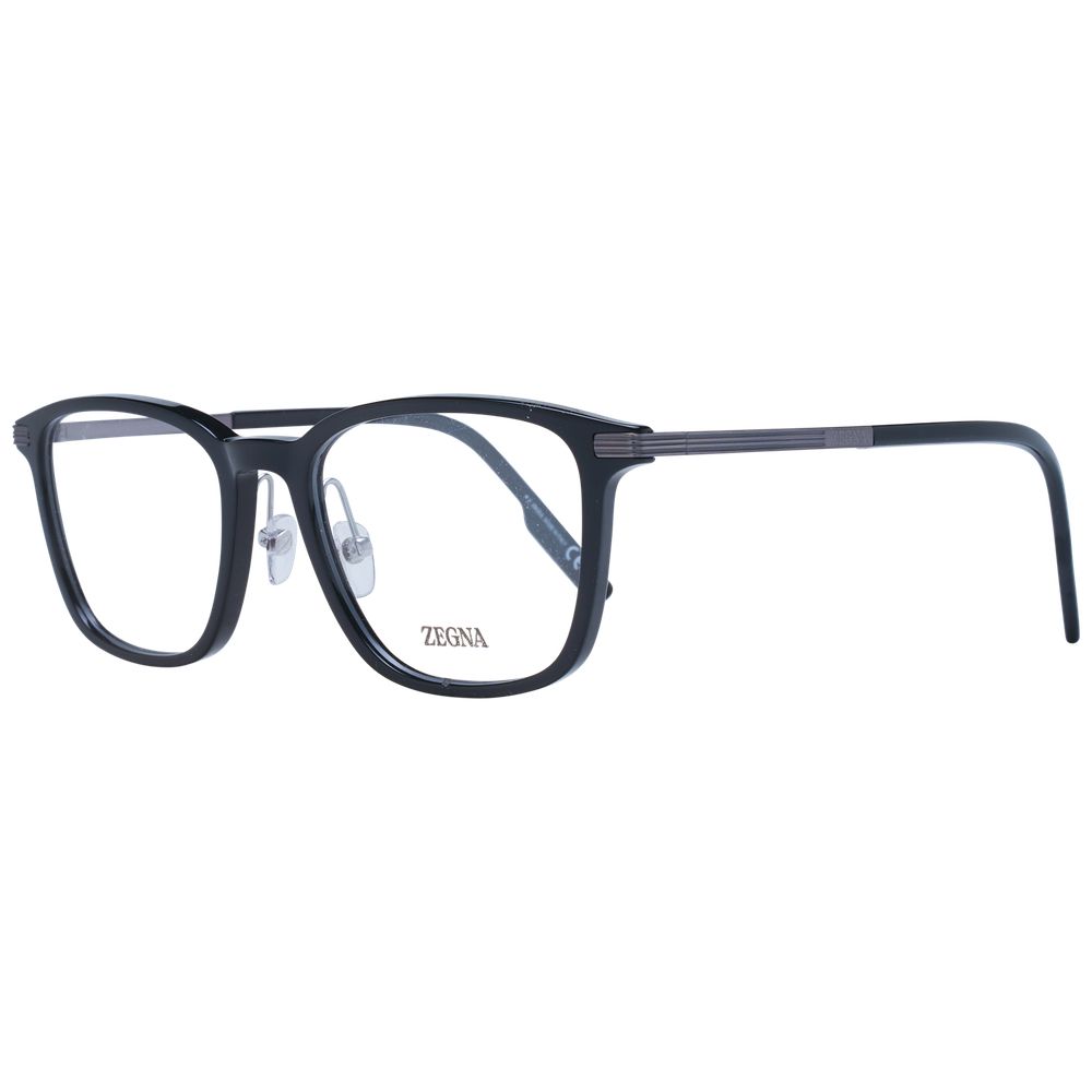 Eyeglasses Frames by Ermenegildo Zegna for men in titanium black features an refined silhouette, showcasing the refined black coloured frame and sophisticated full-frame frame design.