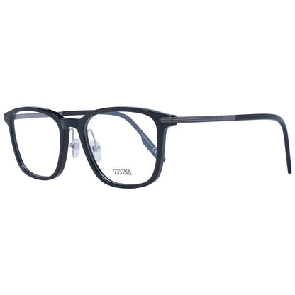 Eyeglasses Frames by Ermenegildo Zegna for men in titanium black features an refined silhouette, showcasing the refined black coloured frame and sophisticated full-frame frame design.