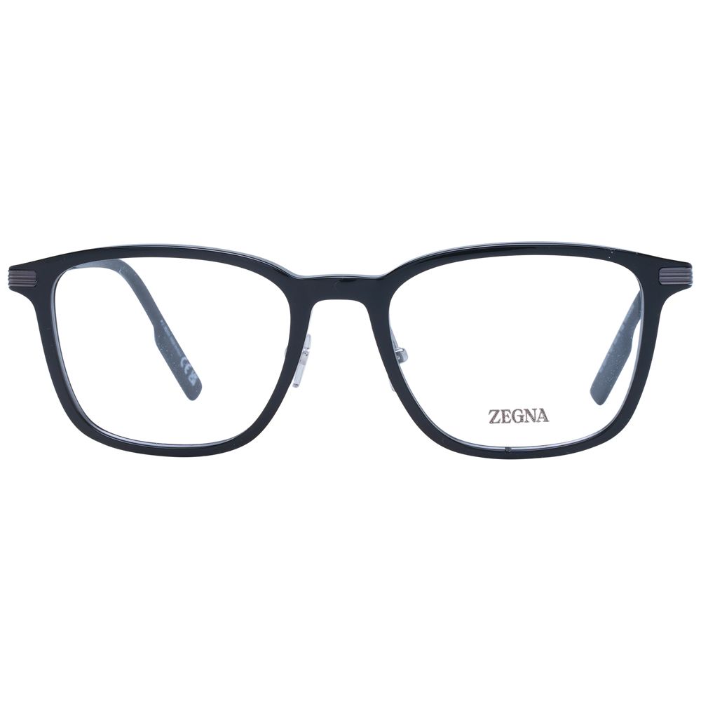 Eyeglasses Frames by Ermenegildo Zegna for men in titanium and black showcases a refined silhouette, detailed with a black coloured frame finish and a sophisticated full-frame frame design.
