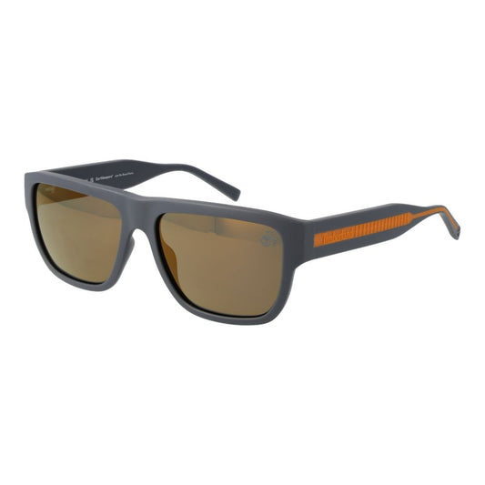 Sunglasses by Timberland for men in plastic gray features an ethereal rectangle full-rim frame design with gray coloured frame frames and polarized mirrored category-3-dark-tint lens for a ethereal finish.