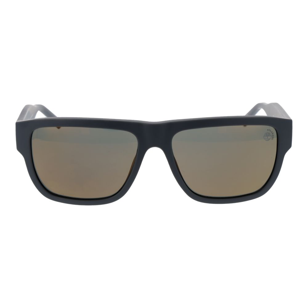 Sunglasses by Timberland for men in plastic and gray presents a sumptuous silhouette, featuring gray coloured frame and rectangle full-rim frame design with polarized mirrored category-3-dark-tint lens for a sumptuous look.