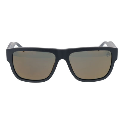 Sunglasses by Timberland for men in plastic and gray presents a sumptuous silhouette, featuring gray coloured frame and rectangle full-rim frame design with polarized mirrored category-3-dark-tint lens for a sumptuous look.
