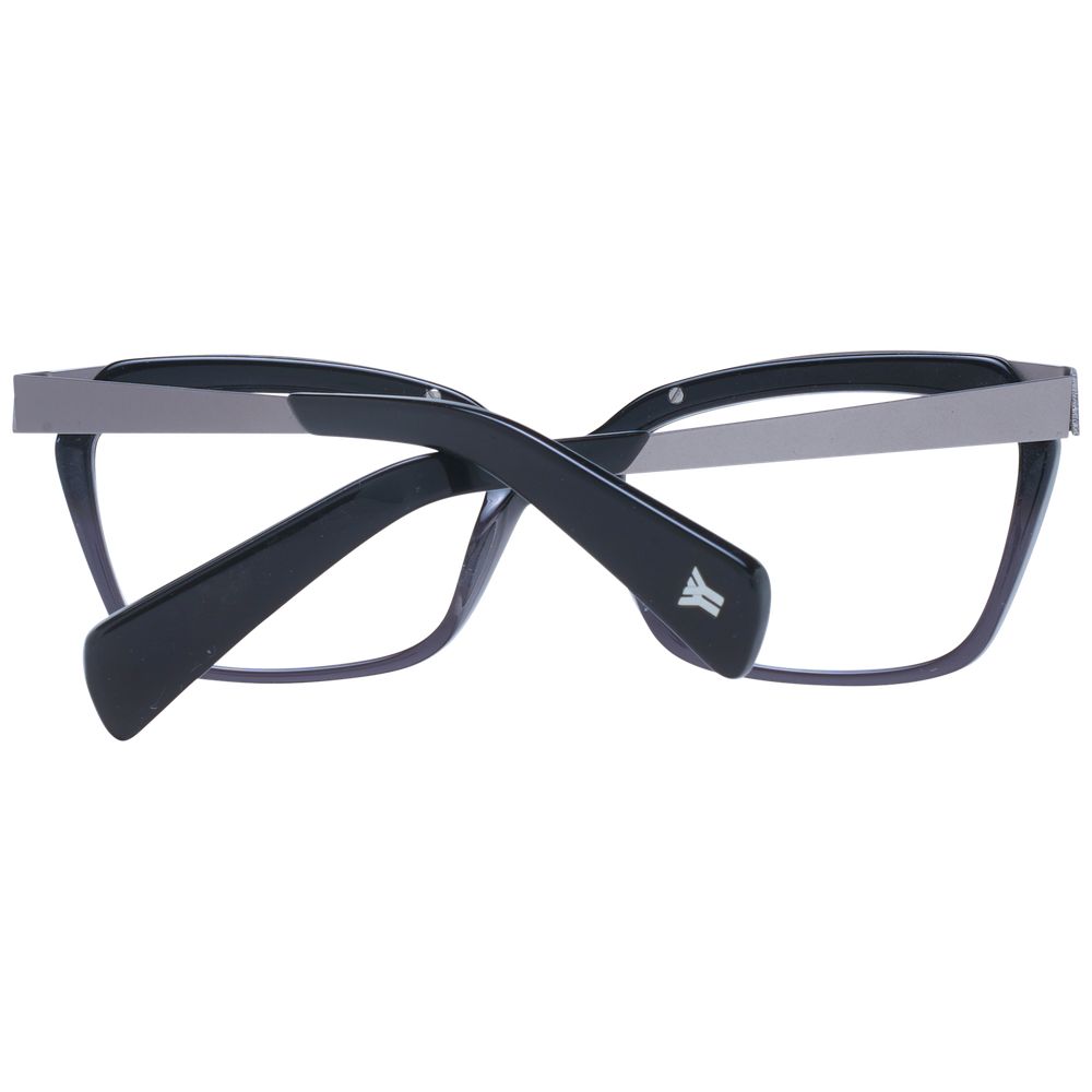 Eyeglasses Frames by Yohji Yamamoto for women in acetate black showcases a refined full-frame frame design with a refined black coloured frame finish for a refined and sophisticated look.