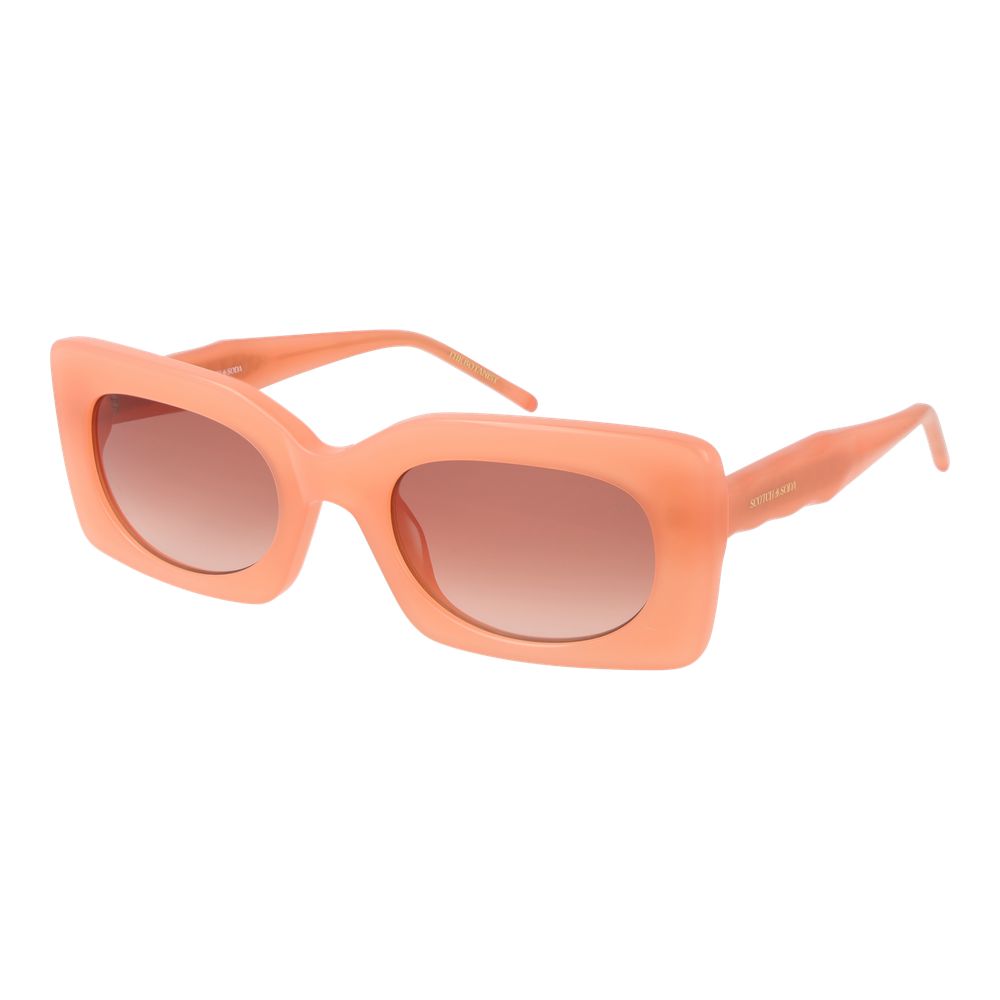 Sunglasses by Scotch & Soda for women in acetate pink features an ethereal rectangle full-rim frame design with rose coloured frame frames and category-2-medium-tint lens for a ethereal finish.