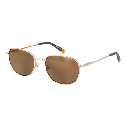 Sunglasses by Timberland for men in metal gold features an lustrous full-rim oval frame design with gold coloured frame detailing and polarized mirrored category-3-dark-tint lens for a lustrous aesthetic.