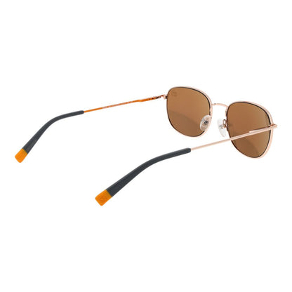 Sunglasses by Timberland for men in metal and gold presents a sumptuous silhouette, featuring gold coloured frame and full-rim oval frame design with polarized mirrored category-3-dark-tint lens for a sumptuous look.