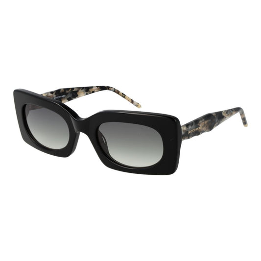 This Sunglasses by Scotch & Soda for women in black presents a sumptuous silhouette, showcasing a sumptuous rectangle full-rim frame design in black coloured frame and high-performance gradient category-2-medium-tint lens.