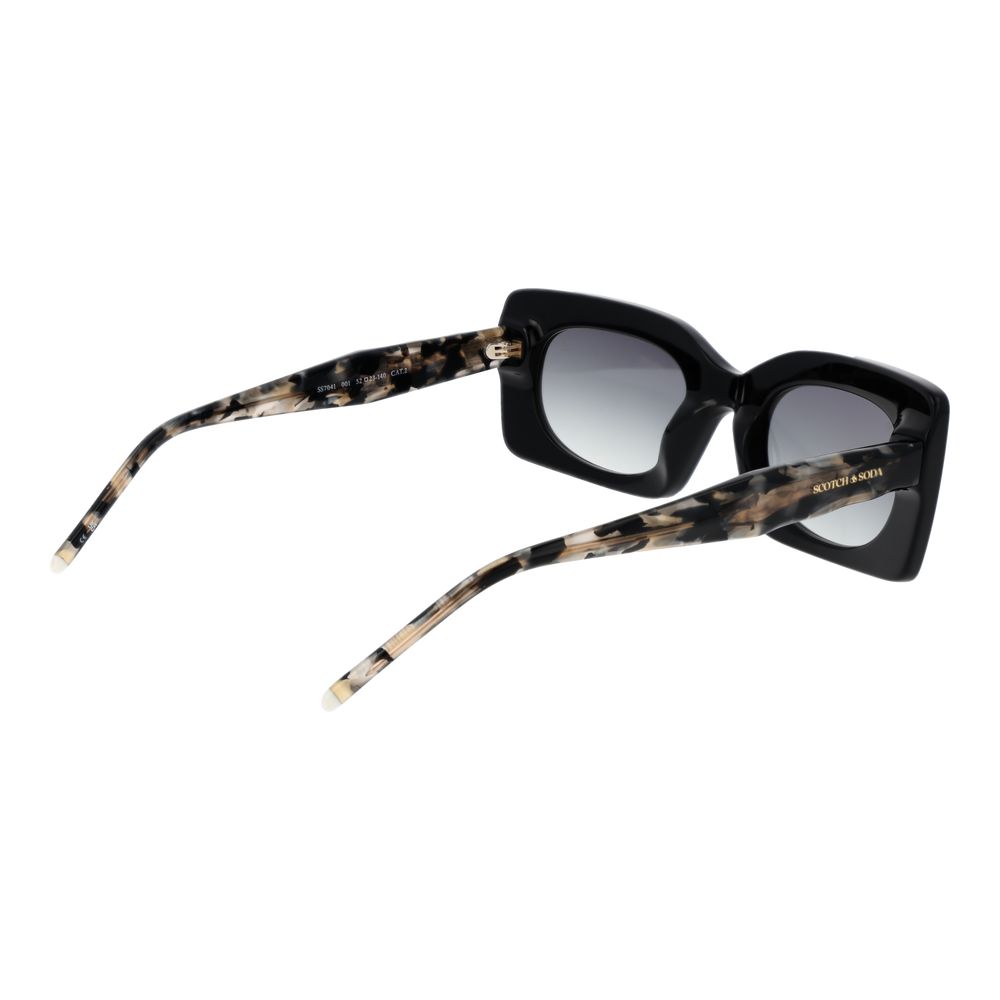 Sunglasses by Scotch & Soda for women in and black presents a sumptuous silhouette, featuring black coloured frame and rectangle full-rim frame design with gradient category-2-medium-tint lens for a sumptuous look.