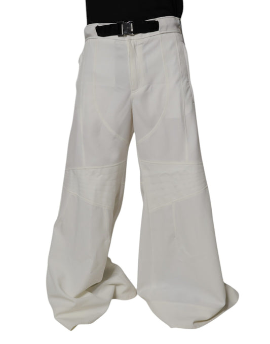 Pants by Dolce & Gabbana for men in polyester white features a enduring silhouette, showcasing a enduring regular-fit & wide and long with a mid rise for a premium, tailored aesthetic.