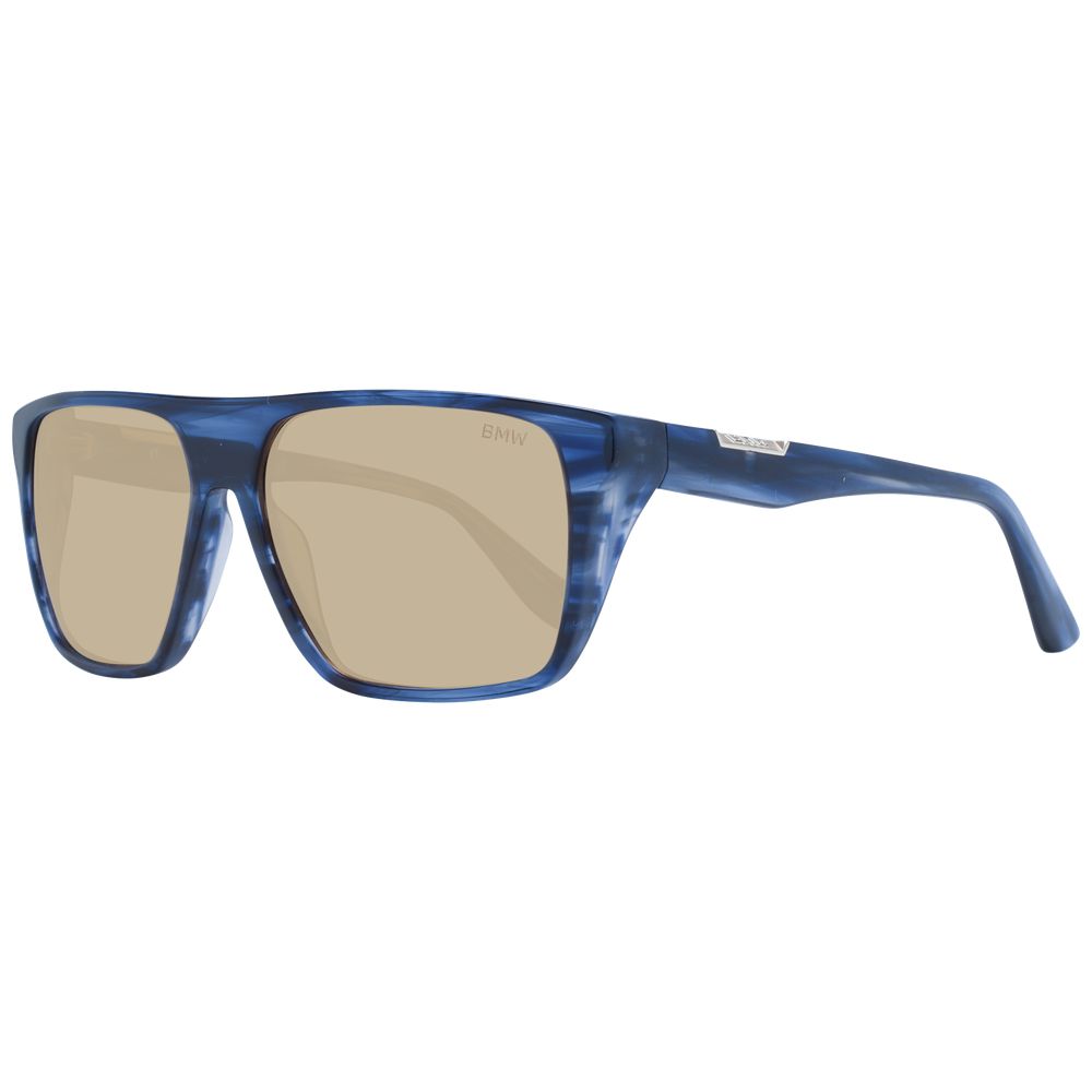 This Sunglasses by BMW for men in acetate blue presents a sumptuous silhouette, showcasing a sumptuous aviator full-rim frame design in blue coloured frame and high-performance non-polarized category-2-medium-tint lens.