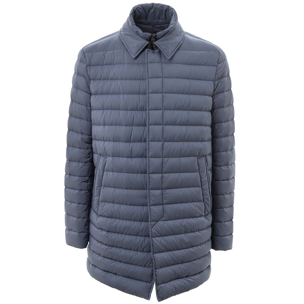 Puffer Jacket by Herno for men in polyester navy features a dramatic silhouette, showcasing a sophisticated and distinctive lightweight, pockets & insulated for a dramatic aesthetic.