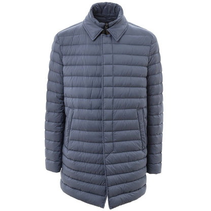 Puffer Jacket by Herno for men in polyester navy features a dramatic silhouette, showcasing a sophisticated and distinctive lightweight, pockets & insulated for a dramatic aesthetic.