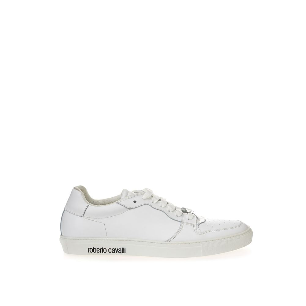 Sneakers by Roberto Cavalli for women in leather white presents a sumptuous silhouette, artfully capturing the essence of the Women's Casual Leather Sneakers with its sumptuous casual style design.
