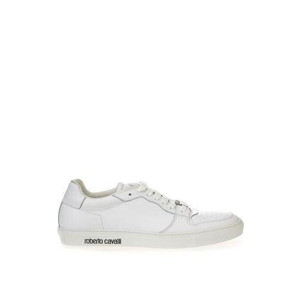 Sneakers by Roberto Cavalli for women in leather white presents a sumptuous silhouette, artfully capturing the essence of the Women's Casual Leather Sneakers with its sumptuous casual style design.