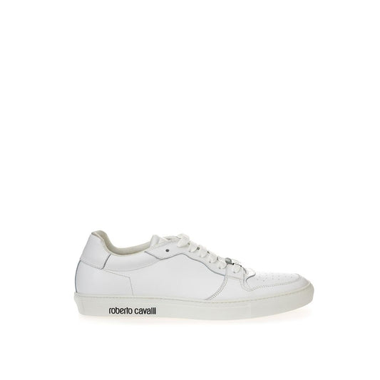 Sneakers by Roberto Cavalli for women in leather white presents a sumptuous silhouette, artfully capturing the essence of the Women's Casual Leather Sneakers with its sumptuous casual style design.