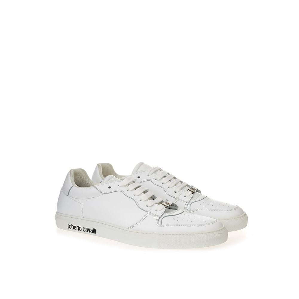 Sneakers by Roberto Cavalli for women in leather white features an versatile design from the Women's Casual Leather Sneakers collection, highlighting a versatile casual style for a premium, high-fashion look.