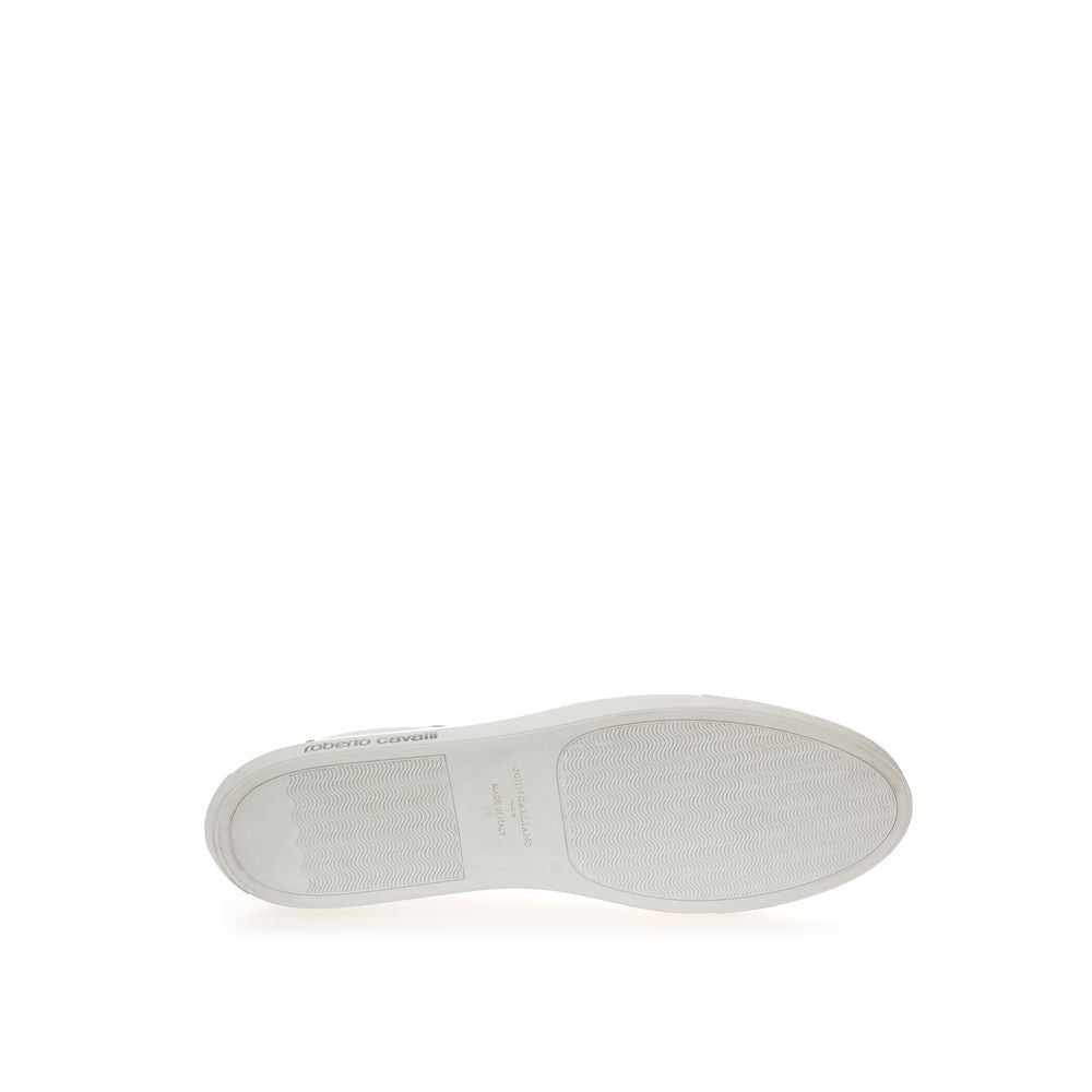 Sneakers by Roberto Cavalli for women in leather white presents a impeccable silhouette as Women's Casual Leather Sneakers, expertly defined by a impeccable casual style for a impeccable, high-fashion look.