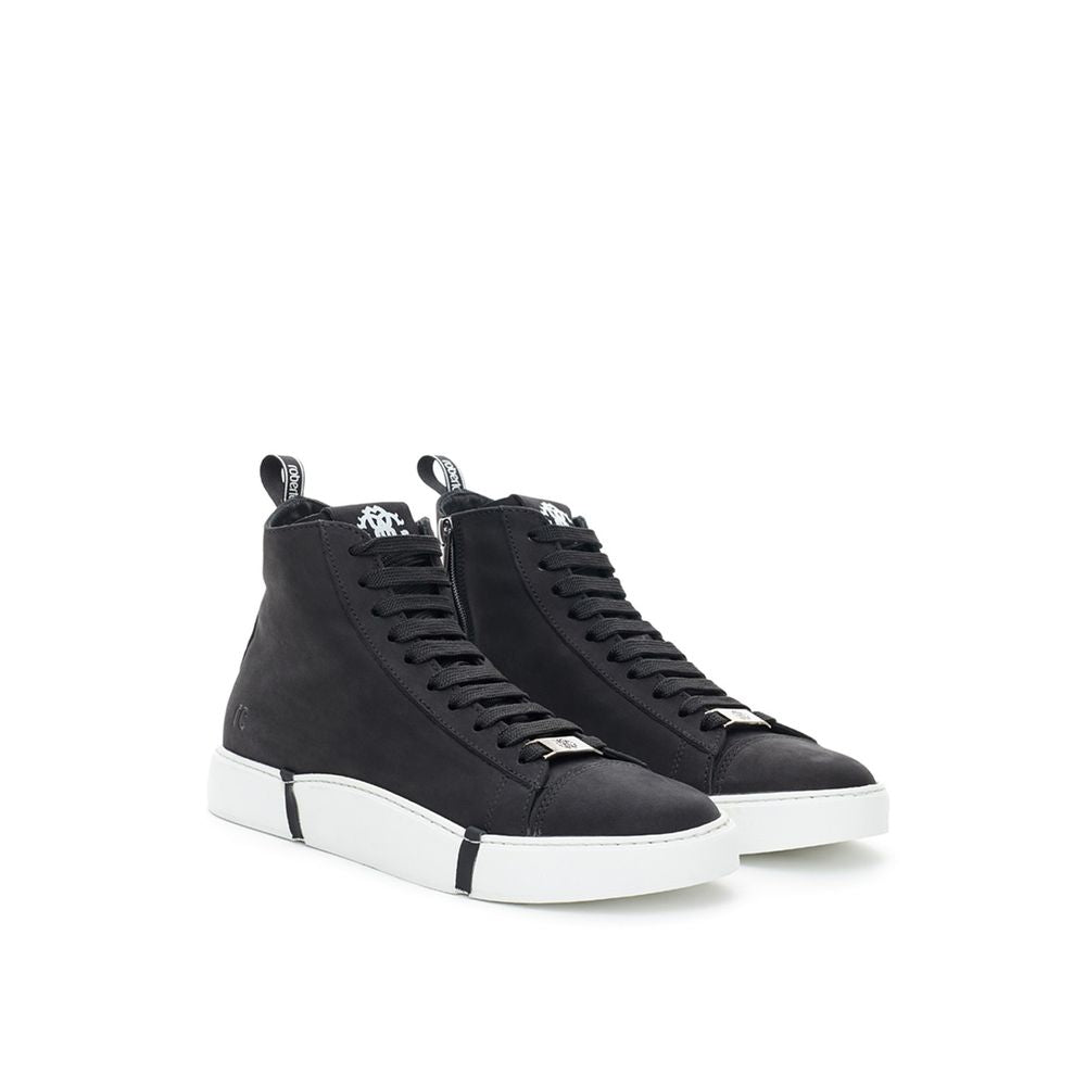 Sneakers by Roberto Cavalli for women in suede leather black features an versatile design from the Women's Casual Suede Leather Sneakers collection, highlighting a versatile casual style for a premium, high-fashion look.