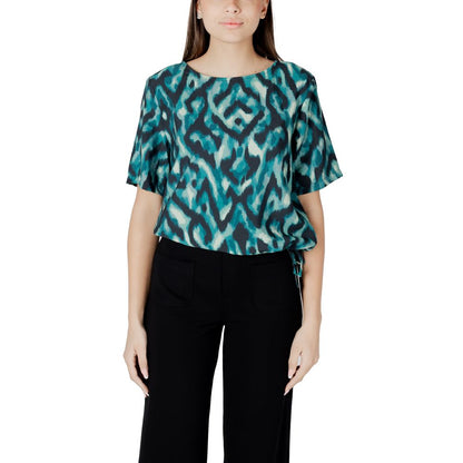 Street One Women's Lightweight Short-Sleeve Round-Neck Polyamide Viscose Shirt - Green